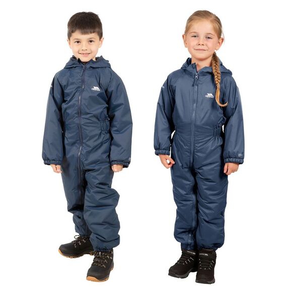 Trespass Little Kids Unisex Dripdrop Padded Waterproof Rain Suit / Navy Blue - Picture 3 of 5